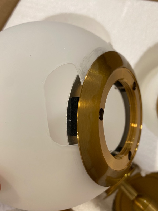 Photo 3 of DIRYZON EUL Mid-Century Modern Wall Sconce Golden Globe Glass Wall Light for Bedroom Bathroom Set of 2
