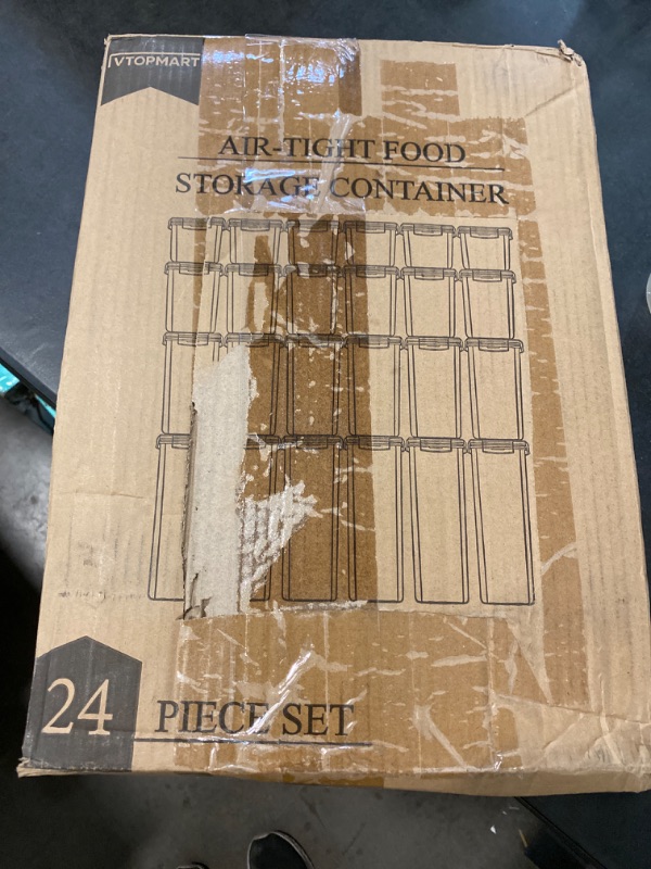 Photo 3 of Airtight Food Storage Containers with Lids, Vtopmart 24 pcs Plastic Kitchen and Pantry Organization Canisters for Cereal, Dry Food, Flour and Sugar, BPA Free, Includes 24 Labels Black NEW 