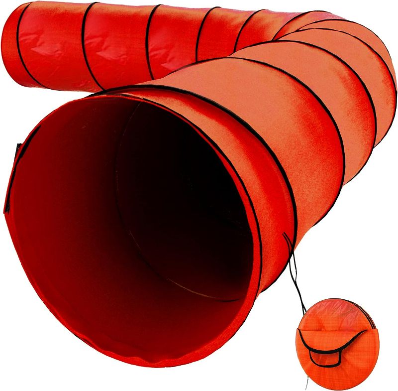 Photo 1 of Houseables Dog Agility Training Tunnel, 18 Ft Long, 24" Open, Red, 1 Pk, Polyester, Play Tunnels for Training Small & Medium Dogs, Park Playground Toy, Large Obstacle Course for Pets, Carrying Case 
