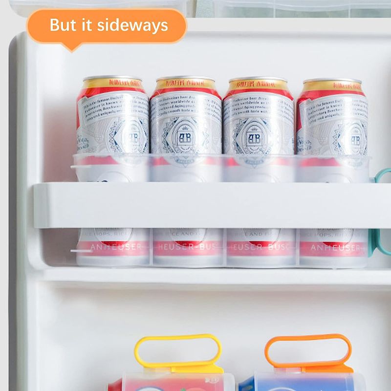 Photo 1 of 23"  Door Bar Rack, Refrigerator Storage Box, 4 Section Soda Can Dispenser Drink Holder Clear Cold Beer Cola Canning Space Cans Organizer Storage Box Suitable for Freezer, Kitchen, Countertop, Cabinet