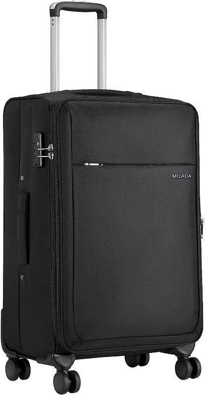 Photo 1 of MILADA Softside Expandable Luggage Suitcase Checked Luggage with Spinner Wheels 24 inch Luggage Suitcases with Wheels Travel Luggage TSA Approved Luggage for Women Man, Black NEW 
