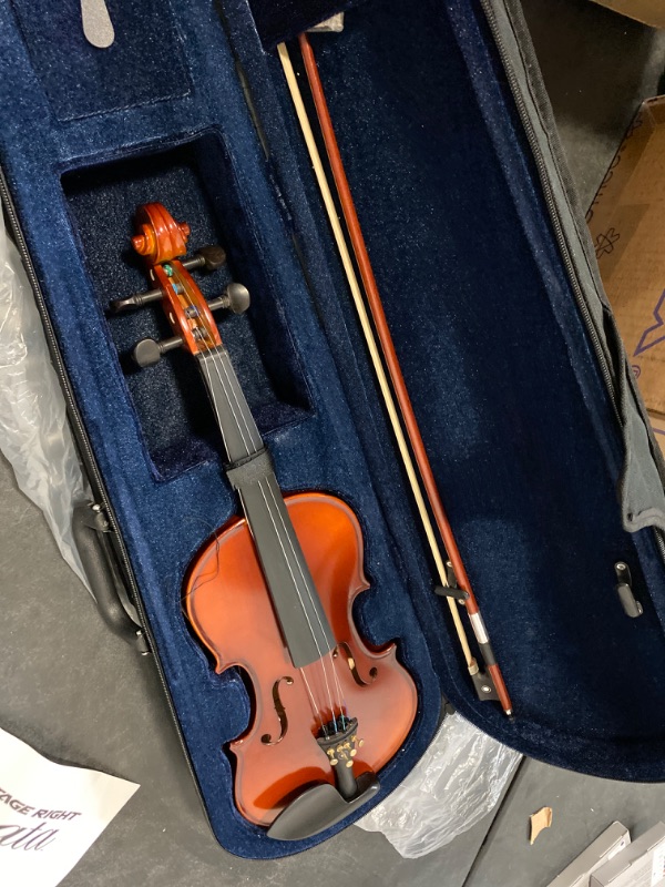 Photo 2 of Monoprice 4/4 Flamed Maple Violin with Music Stand, Violin Stand, Case, Bow, and Rosin - Stage Right Sonata