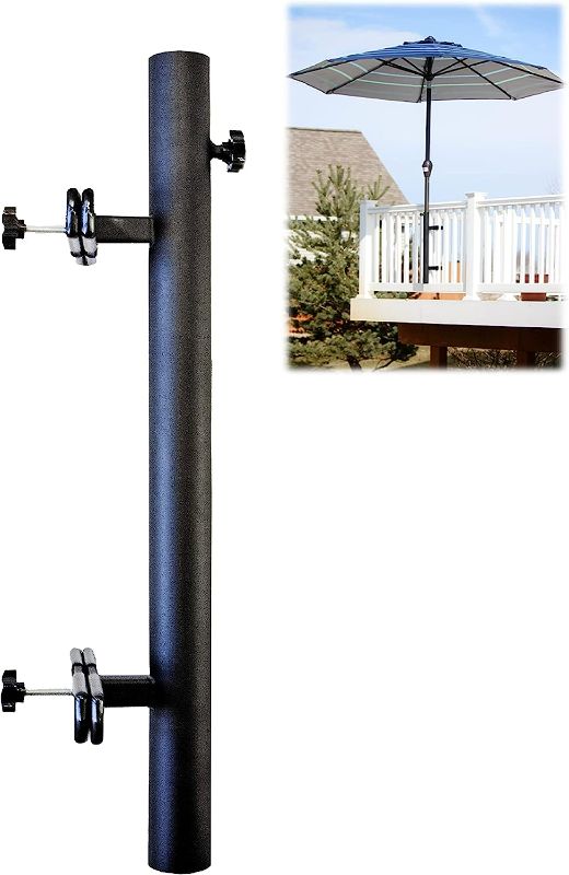 Photo 1 of  Patio Umbrella Holder | Outdoor Umbrella Base and Mount | Attaches to Railing Maximizing Patio Space and Shade
