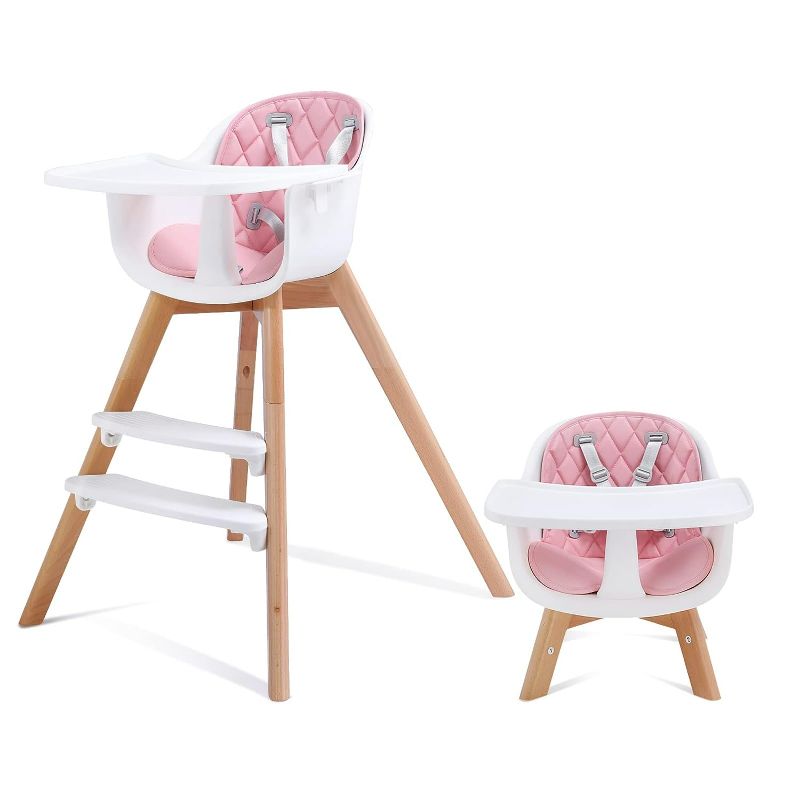 Photo 1 of PAPAMIA Baby High Chair, Detachable Infant Feeding Dining Chair, 2-Level Height Adjust Easy-to-Clean Baby Chair with Safety Buckle and Detachable Dinner Plate, for Home and Traveling (Pink) NEW 
