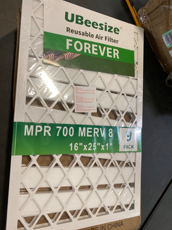 Photo 3 of UBeesize 16x25x1 Reusable Air Filter (9-Pack) - MERV 8 MPR 700 HVAC AC Furnace Air Filters (Actual Size:15.75" x 24.50" x 0.75") - 1x Reusable ABS Frame+9 x Filter,Breathe Fresher 16x25x1 1 frame + 9 Filters MERV8 NEW 