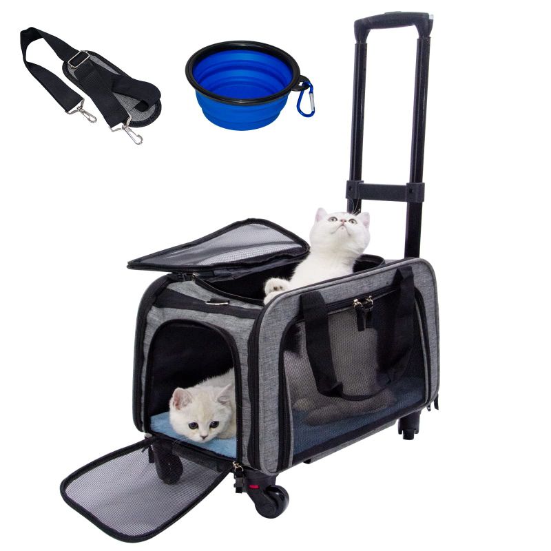 Photo 1 of Dog Carrier Airline Approved,TSA ApprovedPet Carrier Airline Approved for Small Medium Dogs Cats,Cat Carrier with Wheels and Double Sturdy Handle (Grey) NEW 