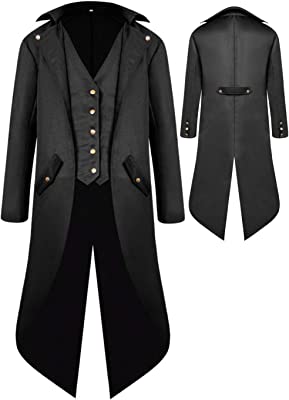 Photo 1 of BITSEACOCO Boys Medieval Tailcoat Jacket Halloween Costumes, Gothic Steampunk Vintage Victorian Frock Uniform Coat Size Large
