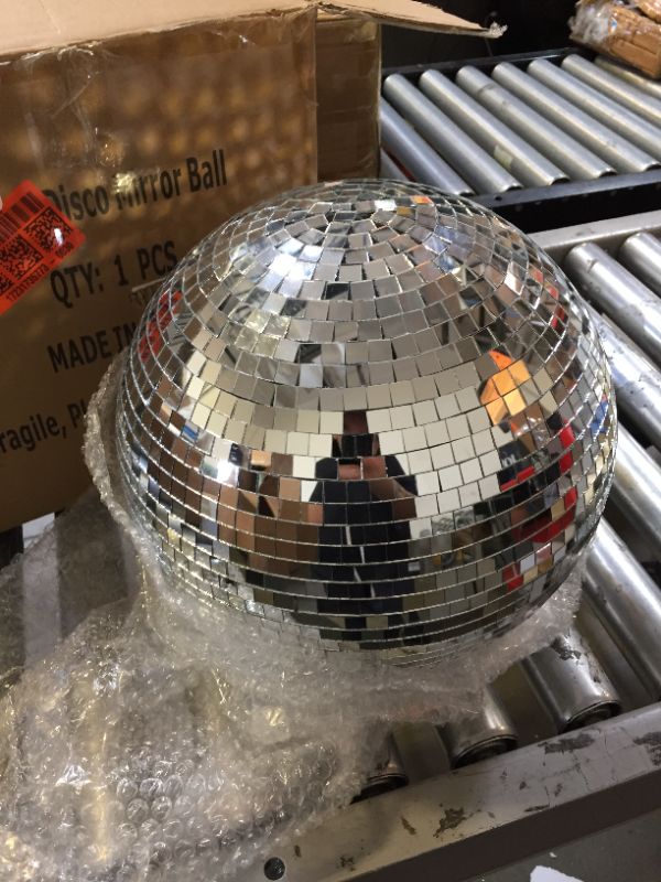 Photo 3 of 12" Disco Ball Mirror Ball Disco Party Decoration Stage Light Dj Light Effect Home Business Christmas Display Decoration Silver
