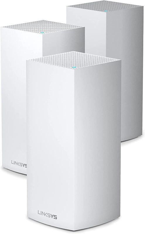 Photo 1 of Linksys MX12600 Velop Intelligent Mesh WiFi 6 System: AX4200, Tri-Band Wireless Network for Full-Speed Home Coverage, 8,100 sq ft (White, 3-Pack)
