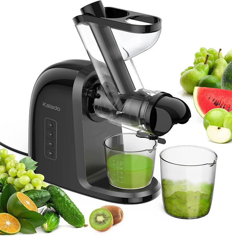 Photo 1 of Kalado Slow Juicer Machines Vegetable and Fruit, 3”Extra Large Chute with Quiet Motor & Reverse Function, Cold Press Juicer 200W Power, BPA-Free & 2 Heat-Resistant Glasses in Jet Black
