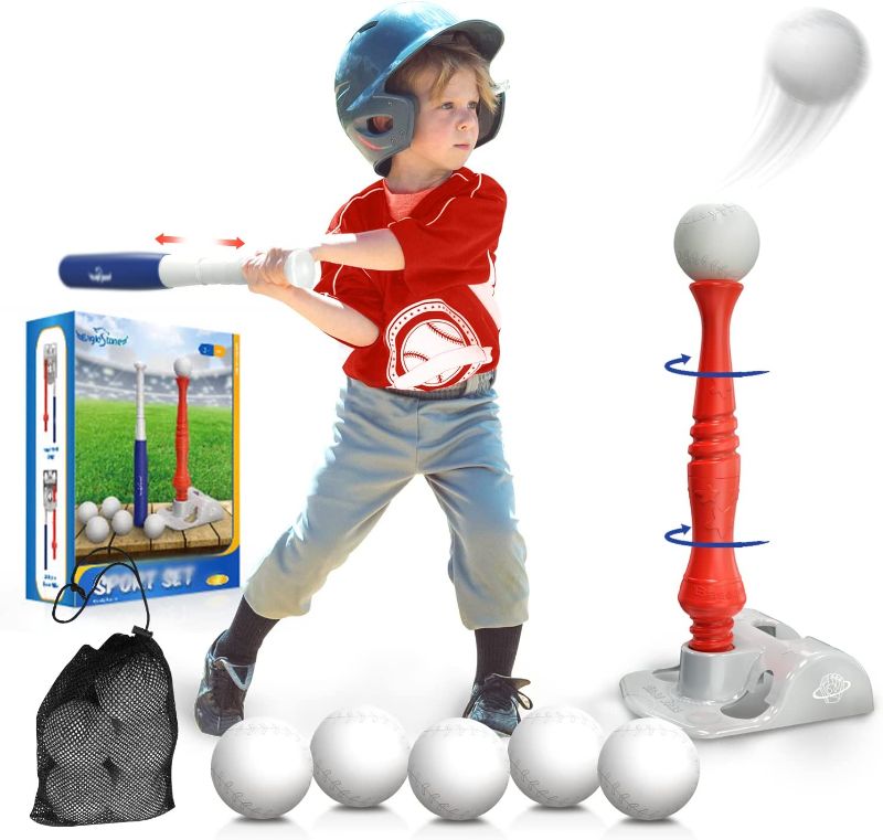 Photo 1 of EagleStone T Ball Sets for Kids 3-5, 5-8, Tee Ball Set for Toddlers, Baseball Outdoor Toy Includes 6 Large Balls, Adjustable Teeball Batting Tee, Tball Games for Boys & Girls, Kids Ages 3-12 Years