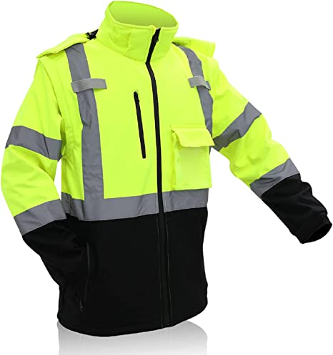 SHORFUNE High Visibility Safety Jacket, Waterproof and Windproof ...