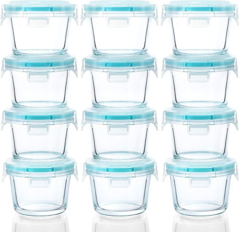 Photo 1 of [12-Pack, 5oz]Mini Glass Food Storage Containers, Small Glass Jars with BPA-Free Locking Lids, Food containers, Airtight, Freezer, Microwave, Oven & Dishwasher Friendly
