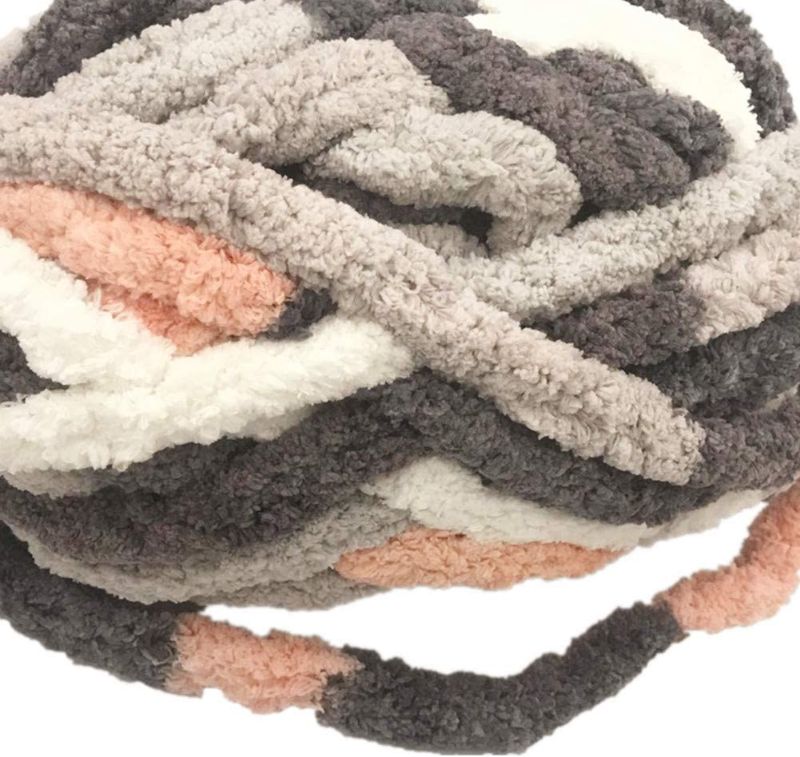 Photo 1 of 4 Pack Bulky Chunky Arm Knitting Yarn Big Multicolor Yarn,Super Softee Thick Fluffy Jumbo Chenille Polyester Yarn for Blanket Pillows Rug DIY (Multi-Pink Grey, 4 skeins / 2 lbs)