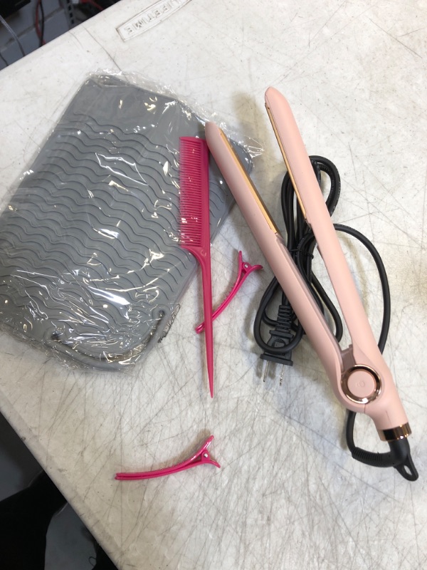 Photo 2 of Hair Straightener and Curler 2 in 1, Flat Iron Hair Straighter and Curling Iron 1 inch, 25 Temperature Settings LCD Display & Auto Shut-Off, Nano Titanium Cermaic, Ionic Protect Hair(Pink)