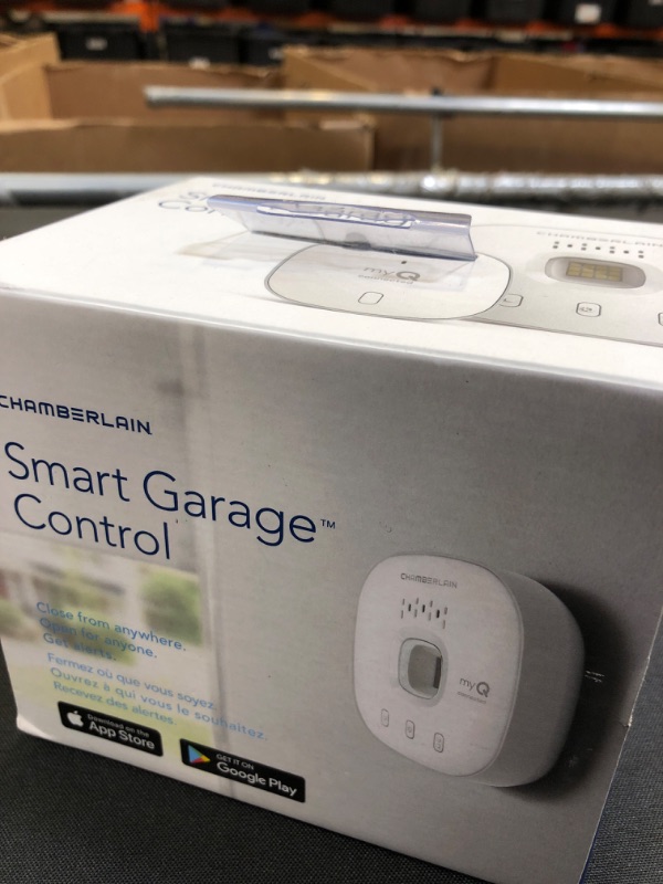 Photo 2 of myQ Chamberlain Smart Garage Control - Wireless Garage Hub and Sensor with Wifi & Bluetooth - Smartphone Controlled, myQ-G0401-ES, White