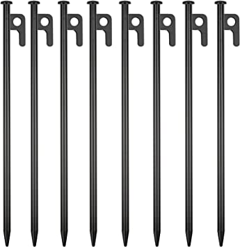 Photo 1 of 8 Pack Tent Stakes Heavy Duty 12 inch Steel Tent Pegs for Camping Unbreakable and Inflexible
