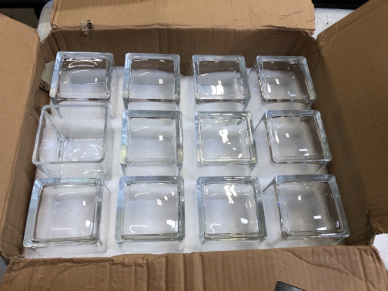 Photo 2 of 12 Pack Clear Square Glass Vases, Planter Terrarium Flowers Vase Candle Holder for Home,Garden, Wedding Centerpiece Decrations and Formal Dinners (Width 3", Height 3")