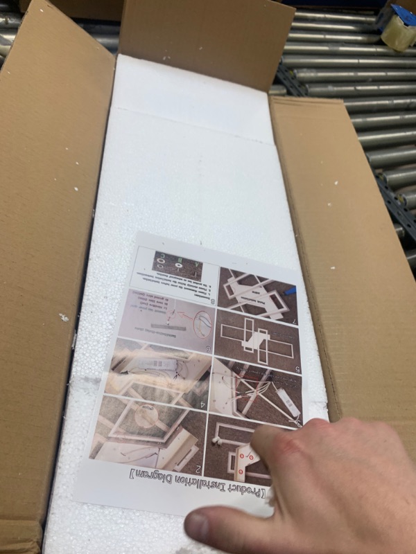 Photo 1 of SMG Modern LED Ceiling Lights Fixture, Remote Control Dimmable Modern Led Chandelier, Lamparas de Techo Modernas, Flush Mount Modern Ceiling Lamp for Bedroom Living Room (47.2IN, Black) 47.2IN Black --- Box Packaging Damaged, Moderate Use, Scratches and S