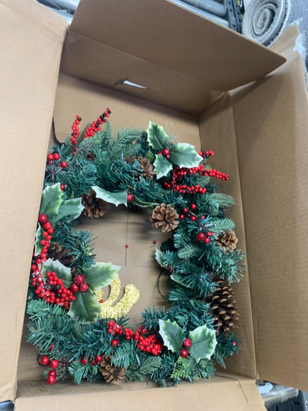 Photo 1 of 24" Inch Holiday Wreath --- Box Packaging Damaged, Minor Use
