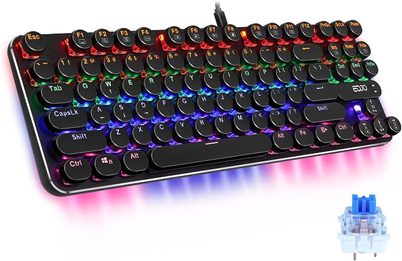 Photo 1 of EDJO Mechanical Gaming Keyboard, 87 Keys Blue Switches with LED Rainbow Backlit Wired Computer Gaming Keyboard for Windows PC Gamers
