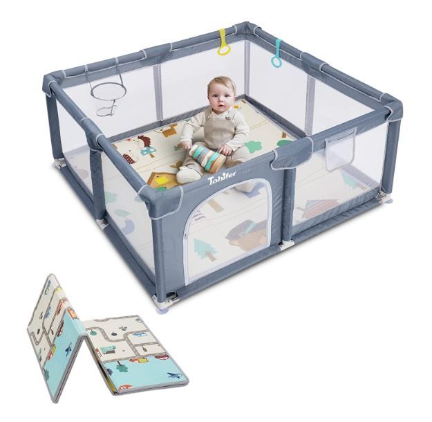 Photo 1 of Baby Playpen with Mat, Large Baby Playard for Toddler, BPA-Free, Non-Toxic, Safe No Gaps Play Yard for Babies, Indoor & Outdoor Kids Activity Center