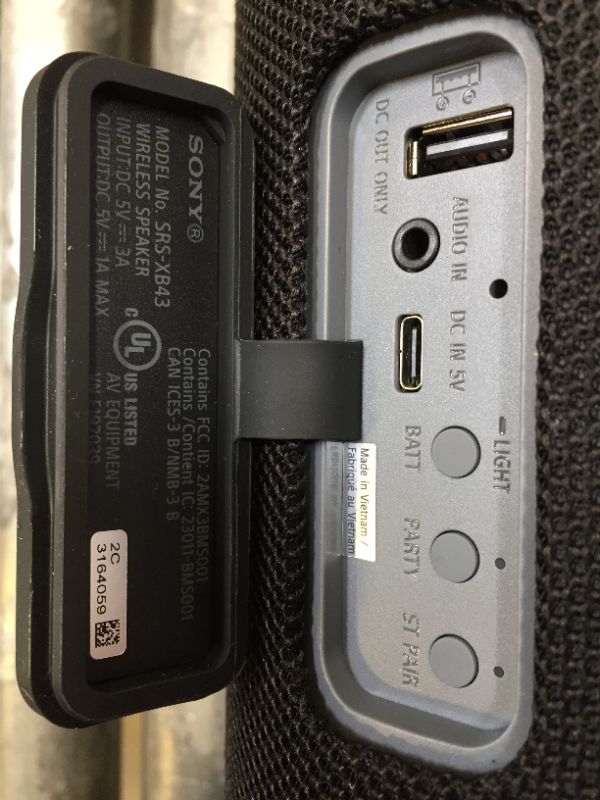 Photo 1 of Sony SRS-XB43 EXTRA BASS Wireless Bluetooth Powerful Portable Speaker, IP67 Waterproof & Durable for Home, Outdoor, and Travel, 24 Hour Battery, Party Lights, USB Type-C, and Speakerphone, Black Black SRS-XB43 Speaker