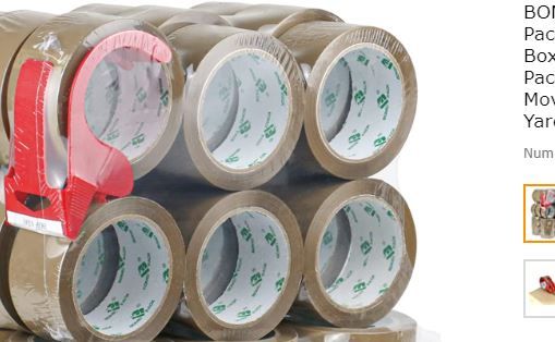 Photo 1 of BOMEI PACK 6Rolls Brown Packing Tape with Dispenser, Box Packing Tape Rolls for Packaging, Shipping and Moving, 2.4Mil 1.88