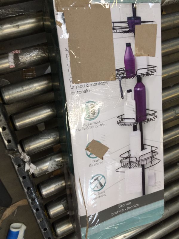 Photo 1 of Zenna Home 2161HB Shower Tension Pole Caddy, Bronze & 2156NN Tension Pole Shower Caddy, Nickel Bronze 4 Baskets + Shower Caddy, Nickel