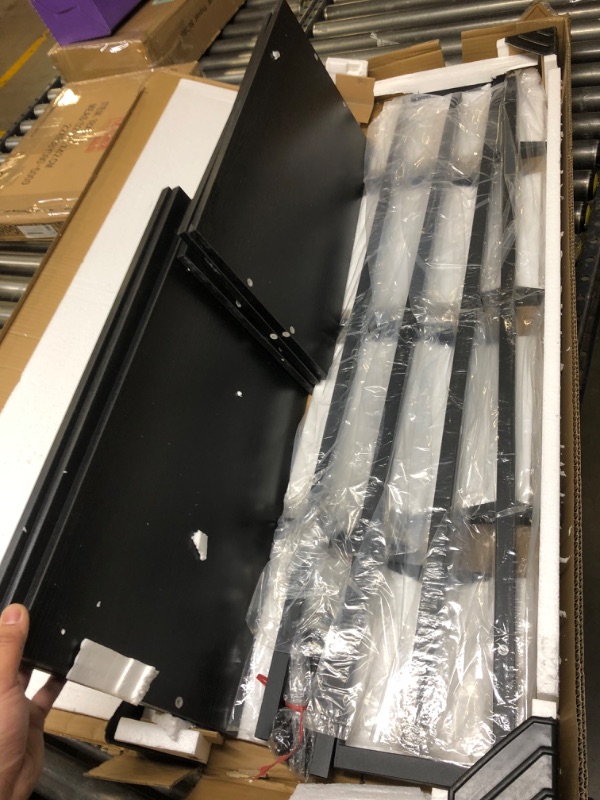 Photo 2 of ODK 6-Tier Ladder Shelf, 87 Inches Wall Mounted Ladder Bookshelf with Metal Frame, Open Industrial Shelves for Home Office, Bedroom and Living Room, Black
