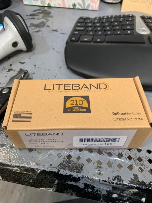 Photo 2 of Liteband ACTIV 400 Wide-Beam LED Headlamp - 210° Illumination, 400 Lumens, Lightweight, Weatherproof, Rechargeable, USB-C, Red LED Mode - Camping, Running, Hiking, Fits Hard Hats, LBA400-L18N, Night --- Box Packaging Damaged, Item is New

