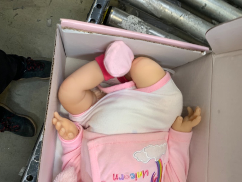 Photo 4 of Aori Reborn Baby Dolls 22 Inch Realistic Newborn Baby Girls Lifelike Weighted Baby Girl Dolls Pink Unicorn Reborn Baby Girl Dolls --- Box Packaging Damaged, Item is New
