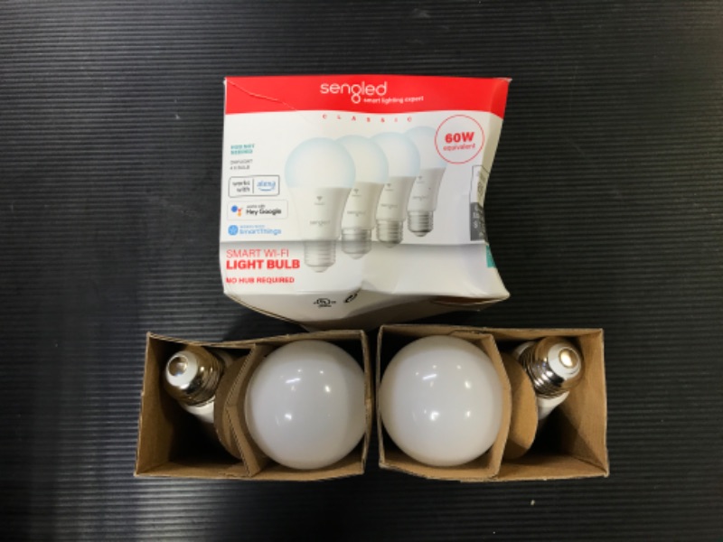 Photo 2 of Sengled Smart Light Bulb, 100W Equivalent WiFi Light Bulb, 1500LM High Brightness Smart Bulbs That Work with Alexa Google, Dimmable A19 Soft White Alexa Light Bulb,CRI>90, No Hub Required, 4-Pack
