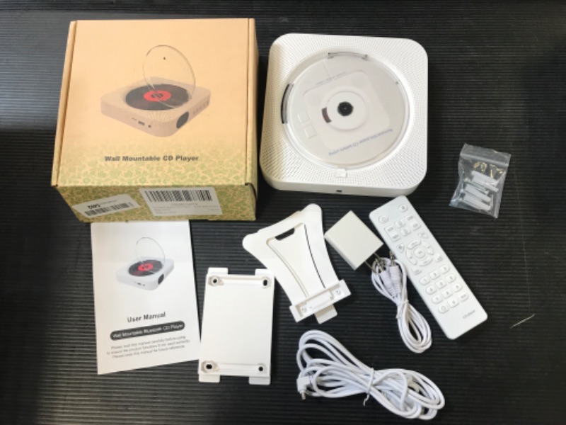 Photo 1 of Qoosea Portable CD Player with Bluetooth Wall Mountable CD Music Player Home Audio Boombox with Remote Control FM Radio Built-in HiFi Speakers MP3 Headphone Jack AUX Input Output