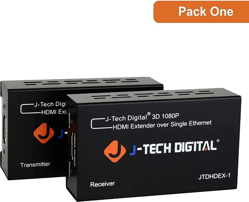 Photo 1 of J-Tech Digital HDMI Extender by Single Cat 5E/6/7 Full Hd 1080P with Deep Color, EDID Copy, Dolby Digital/DTS Bundle with 2 Port Powered Hdmi Super Mini Splitter / comes with 2 