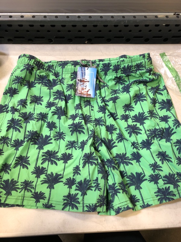 Photo 1 of BIWISPY - SURF SHORTS - XL - GREEN/PALM TREE