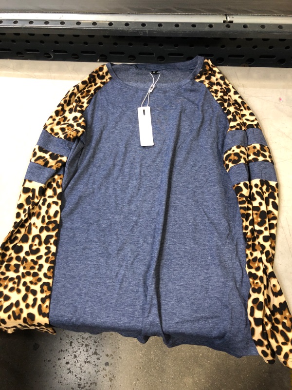 Photo 1 of CHEETAH PRINT / BLUE LONG SLEEVE T-SHIRT - MEDIUM