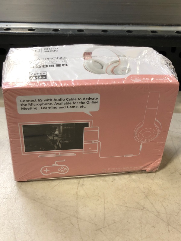 Photo 1 of 6S Wireless Bluetooth Headphones Over Ear, Hi-Fi Stereo Foldable Wireless Stereo Headsets Earbuds with Built-in Mic, Volume Control, FM for Phone/PC (White & Rose Gold)- FACTORY SEALED
