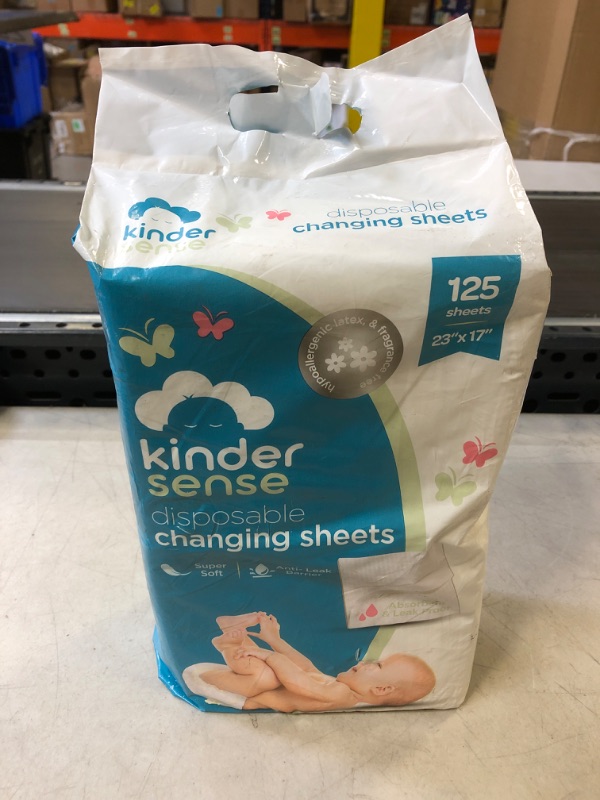 Photo 2 of Kindersense® Disposable Changing Sheets for Baby Diaper (125 Sheets) | Thin Portable Changing Pad Liners (23" x 17.5") | Paper Top Layer - Waterproof Bottom Layer | Leak Proof Infant Changing Mat Thin protective sheets