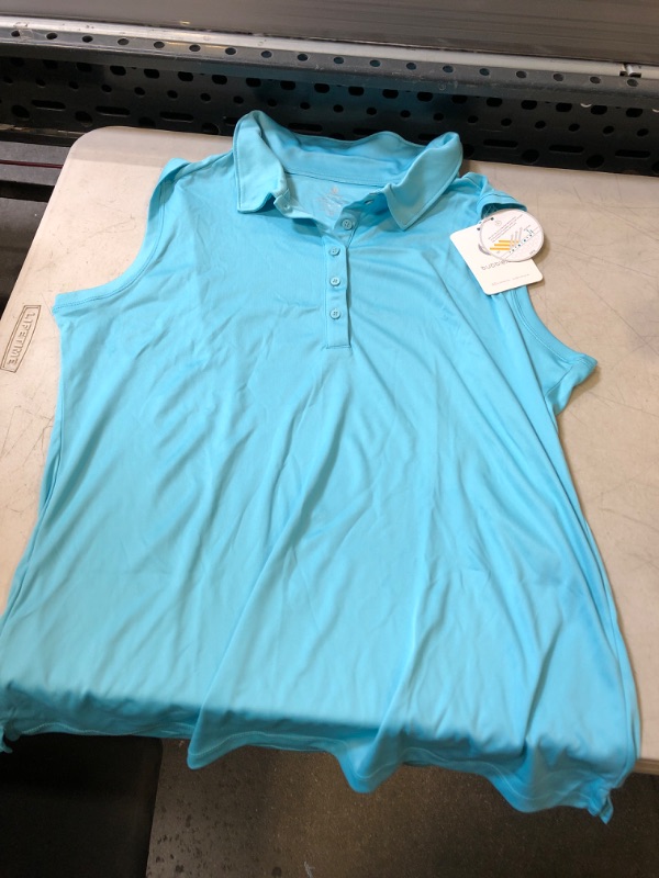 Photo 1 of BUBBLE LIME - BLUE Sleeveless Slim Fit Polo Shirt - 2XL