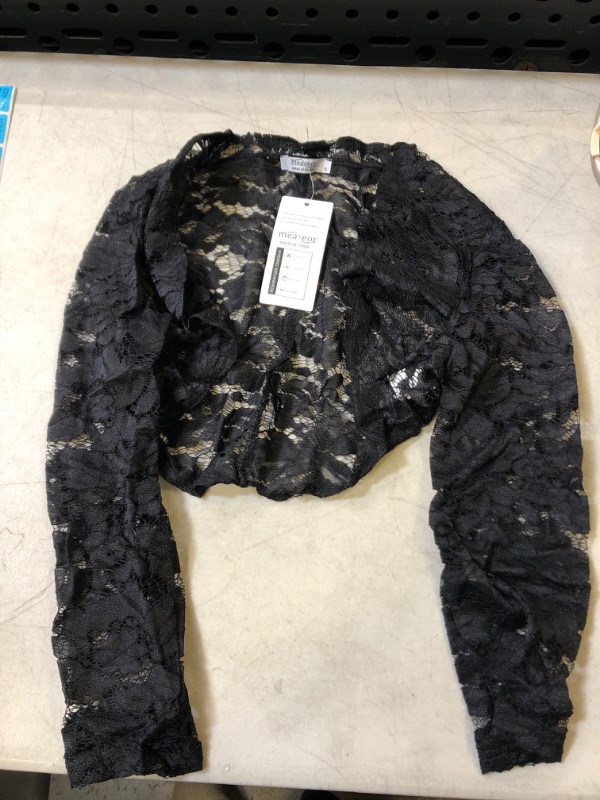 Photo 1 of BLACK LACE CROPPED CARDIGAN - SML