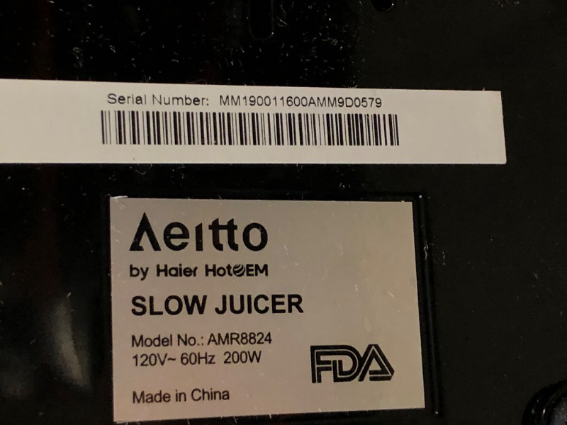 Photo 3 of AEITTO HAIER HOTOEM SLOW JUICER MODEL AMR8824