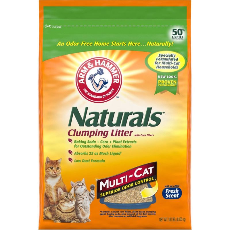 Photo 1 of Arm & Hammer Litter Naturals Scented Clumping Corn Cat Litter, 18-lb Bag
