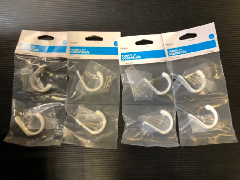 Photo 2 of 4PACK -  Single Prong Robe Hooks - White - Room Essentials
