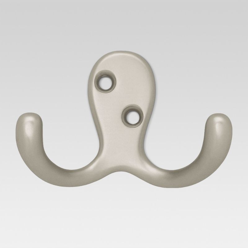 Photo 1 of 2pk Single Prong Robe Hooks Bronze AND 2pk Double Prong Robe Hooks Satin Nickel - Room Essentials

