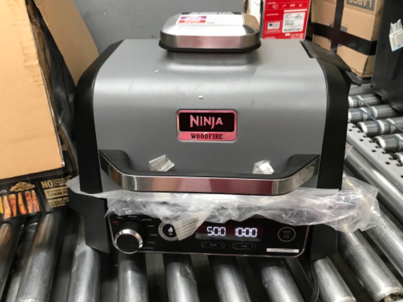 Photo 3 of (PARTS ONLY) Ninja OG701 Woodfire Outdoor Grill, 7-in-1 Master Grill, BBQ Smoker, & Outdoor Air Fryer plus Bake, Roast, Dehydrate, & Broil, Woodfire Technology, uses Ninja Woodfire Pellets, Weather-Resistant, Grey Woodfire Grill