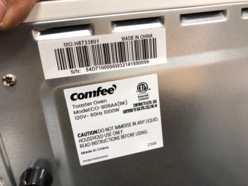 Photo 1 of COMFEE' Mini Countertop Toaster Oven, 2-Knobs Easy to Control with Timer-Bake-Broil-Toast Setting, 1000W, Black Compact toaster oven (CO-B08AA(BK)) Mini Toaster Oven