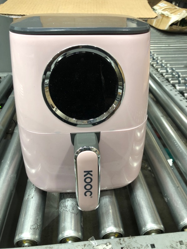 Photo 4 of [NEW] KOOC Large Air Fryer, 4.5-Quart Electric Hot Oven Cooker, Free Cheat Sheet for Quick Reference Guide, LED Touch Digital Screen, 8 in 1, Customized Temp/Time, Nonstick Basket, Pink 4.5 Quart Pink - Upgraded