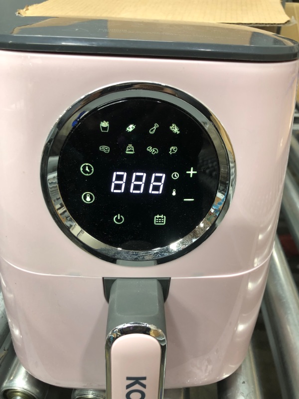 Photo 2 of [NEW] KOOC Large Air Fryer, 4.5-Quart Electric Hot Oven Cooker, Free Cheat Sheet for Quick Reference Guide, LED Touch Digital Screen, 8 in 1, Customized Temp/Time, Nonstick Basket, Pink 4.5 Quart Pink - Upgraded