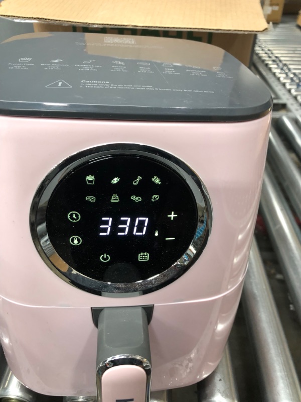 Photo 8 of [NEW] KOOC Large Air Fryer, 4.5-Quart Electric Hot Oven Cooker, Free Cheat Sheet for Quick Reference Guide, LED Touch Digital Screen, 8 in 1, Customized Temp/Time, Nonstick Basket, Pink 4.5 Quart Pink - Upgraded